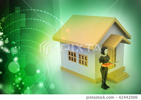 3d women with home and key 3d women with home and key 42442006