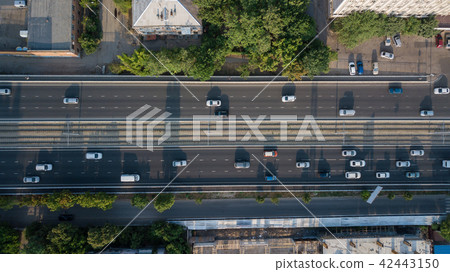 Summer aerial photo of transport junction, traffic Summer aerial photo of transport junction, traffic 42443150