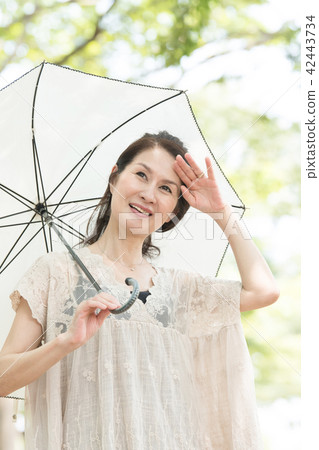 Japanese middle age woman holding a parasol 42443734