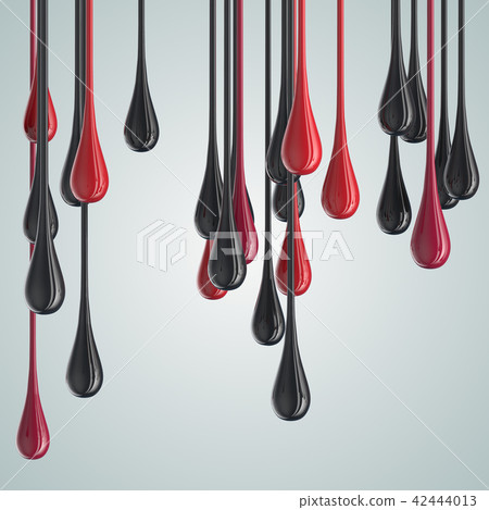 3D red and black glossy paint drop blobs 42444013