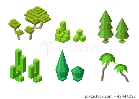 isometric tree plants cactus bush set isometric tree plants cactus bush set 42444258