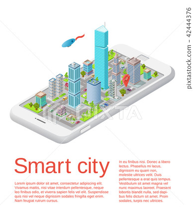 smart city isometric phone app template 42444376