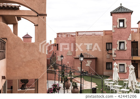 Traditional canarian architecture of hotels. 42445206