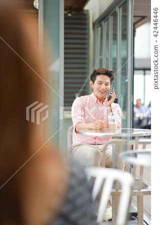 Man,cafe,wait,phone,call Man,cafe,wait,phone,call 42446446