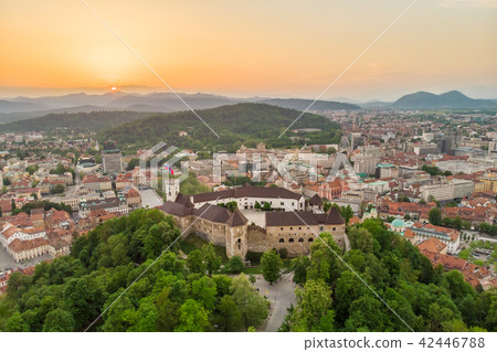 Panorama of the Slovenian capital Ljubljana at sunset. Panorama of the Slovenian capital Ljubljana at sunset. 42446788