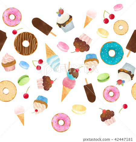 Watercolor sweets pattern Watercolor sweets pattern 42447181