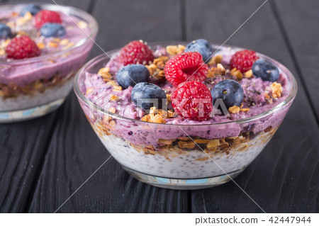 Chia yogurt with granola Chia yogurt with granola 42447944