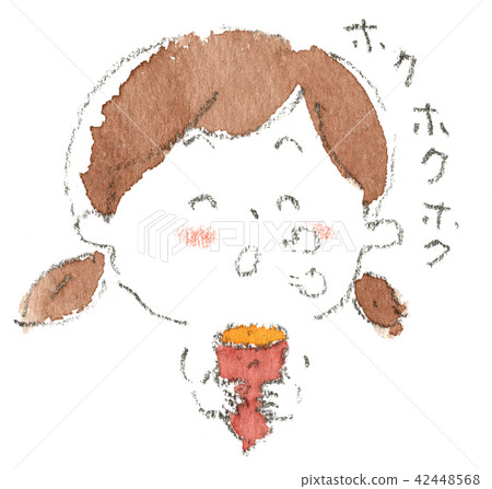 A woman holding a roasted sweet potato with both hands 42448568