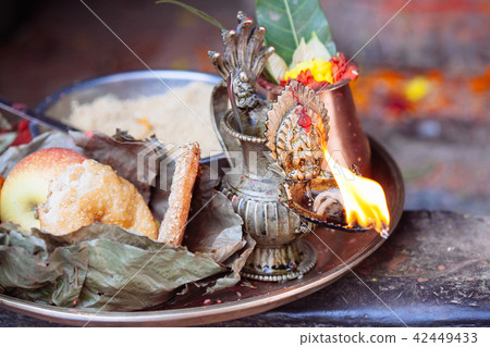 Detail of Hindu ceremony in Kathmandu, Nepal Detail of Hindu ceremony in Kathmandu, Nepal 42449433