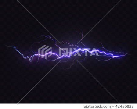 Vector realistic lightning, purple thunderstorm, design element 42450822