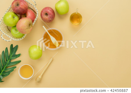 top view decorations Jewish holiday Rosh Hashana. top view decorations Jewish holiday Rosh Hashana. 42450887