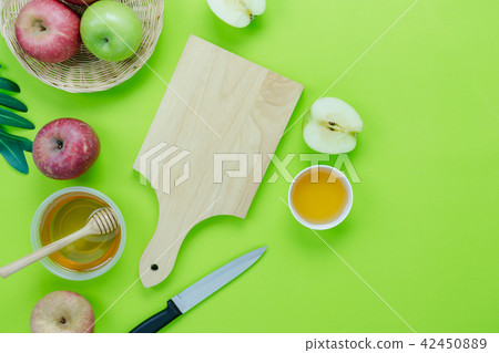 top view decorations Jewish holiday Rosh Hashana. top view decorations Jewish holiday Rosh Hashana. 42450889