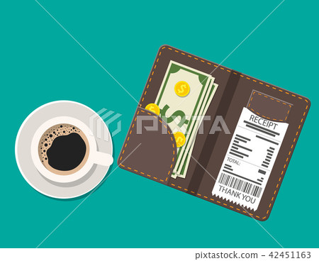 Folder with cash coins and cashier check. Folder with cash coins and cashier check. 42451163