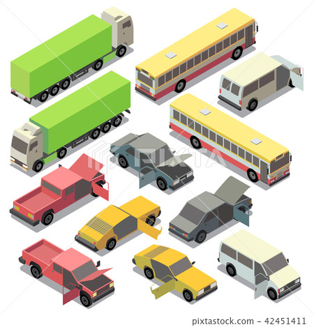 Vector isometric urban transportation repairs, car rental Vector isometric urban transportation repairs, car rental 42451411