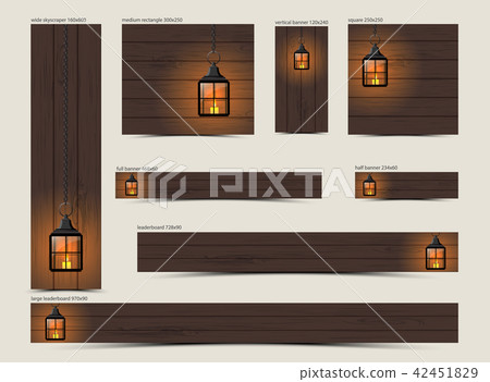 Set of christmas banners with lantern 42451829