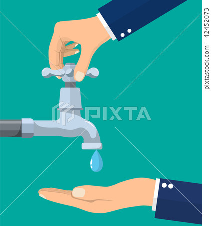 Hand open for drinking tap water. Hand open for drinking tap water. 42452073