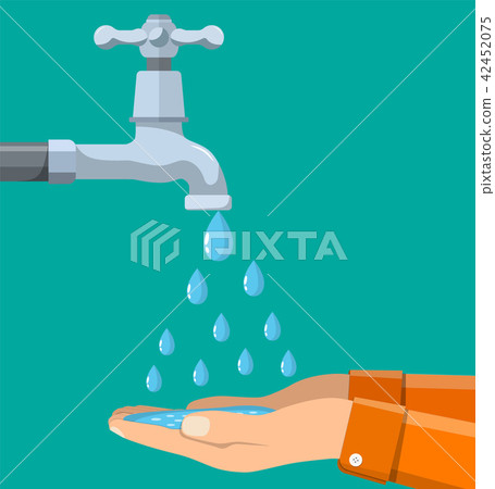 Hands under falling water out of tap. 42452075