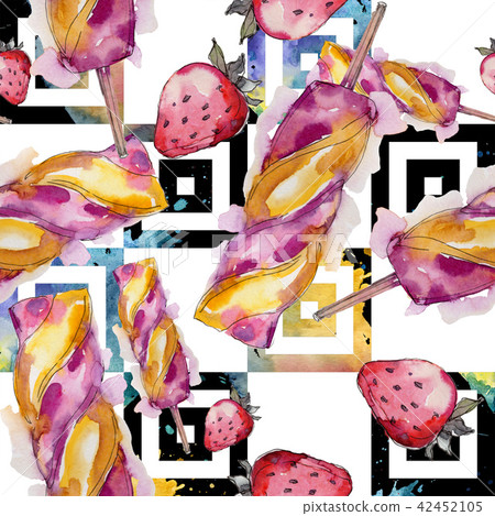 Ice cream sweet summer food. Seamless background pattern. Ice cream sweet summer food. Seamless background pattern. 42452105