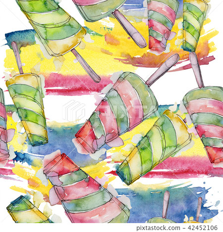 Ice cream sweet summer food. Seamless background pattern. 42452106