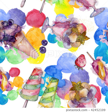 Ice cream sweet summer food. Seamless background pattern. 42452109