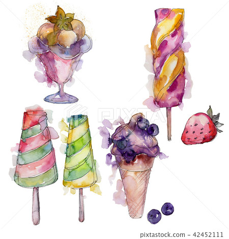 Ice cream sweet summer food. Isolated illustration element. Ice cream sweet summer food. Isolated illustration element. 42452111
