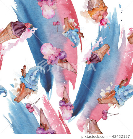 Ice cream sweet summer food. Seamless background pattern. Ice cream sweet summer food. Seamless background pattern. 42452137