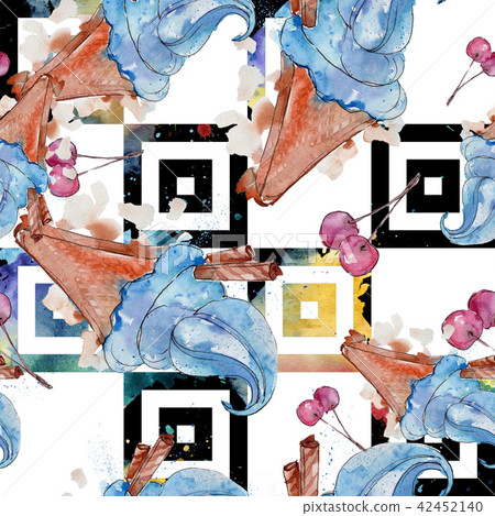 Ice cream sweet summer food. Seamless background pattern. Ice cream sweet summer food. Seamless background pattern. 42452140