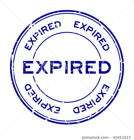 Grunge blue expired round rubber seal stamp 42452815