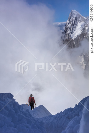 Climber on the Mont Blanc massif 42454406