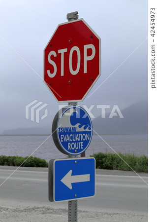 Tsunami blame route (America, Alaska, Aleutian Islands, Unalaska Island) 42454973