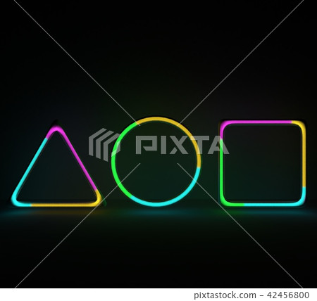 Neon shapes with gas noice inside. 3D illustration gas tubes with multicolor gas. Neon shapes with gas noice inside. 3D illustration gas tubes with multicolor gas. 42456800