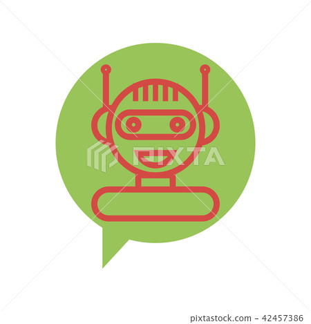Red Line Chat Bot Icon on Speech Bubble - Stock Illustration [42457386 ...