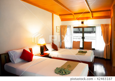 Asian Bedroom interior colourful fabric and pillow 42463187