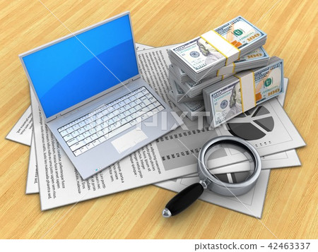 3d illustration of computer with money - Stock Illustration [42463337 ...
