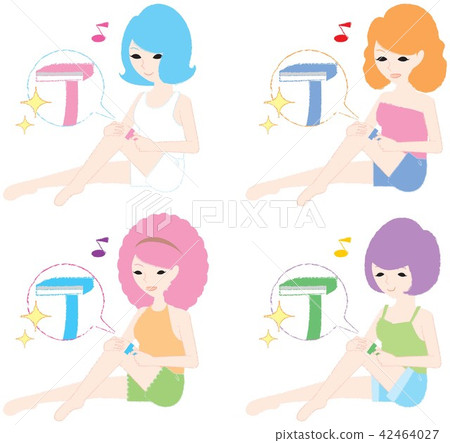 用剃刀治療大腿上多餘頭髮的婦女 42464027