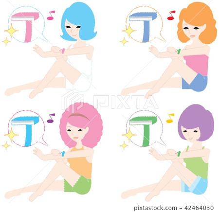 Women shaving unwanted hair on their arms with a razor 42464030