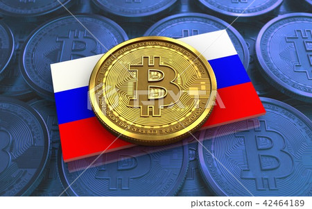 3d illustration of bitcoin with Russia flag 3d illustration of bitcoin with Russia flag 42464189