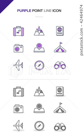 Set of purple and black and white line icons Set of purple and black and white line icons 42464974