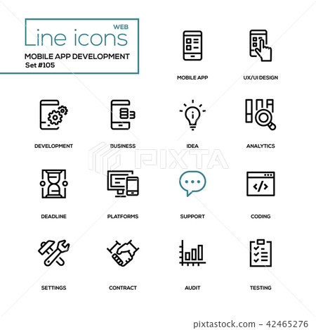 Mobile app development - modern line design icons set 42465276