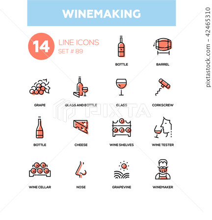 Winemaking - modern line design icons set - Stock Illustration ...