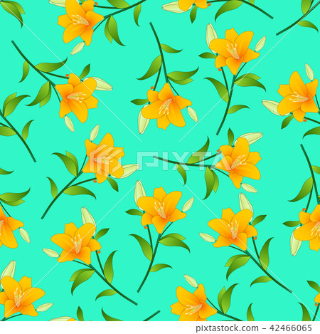 Orange Lily on Green Mint Background 42466065