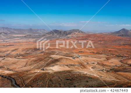 Beautiful top view panorama of volcanic mountains Beautiful top view panorama of volcanic mountains 42467449
