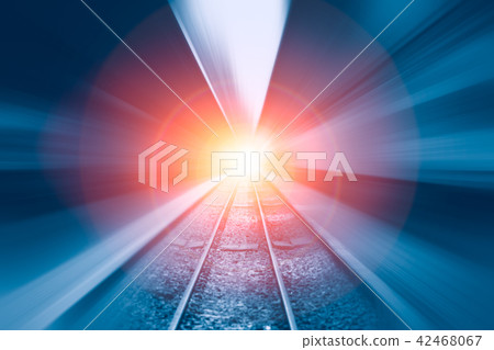 Railway track with zoom move fast high speed Railway track with zoom move fast high speed 42468067
