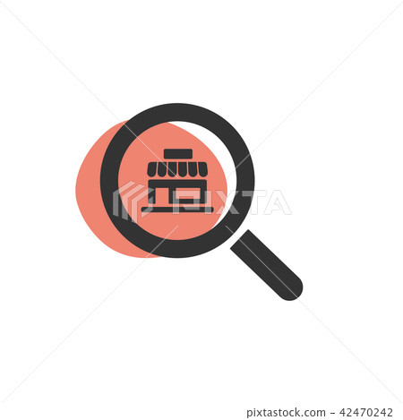 Magnifying glass looking for a shop web icon Magnifying glass looking for a shop web icon 42470242