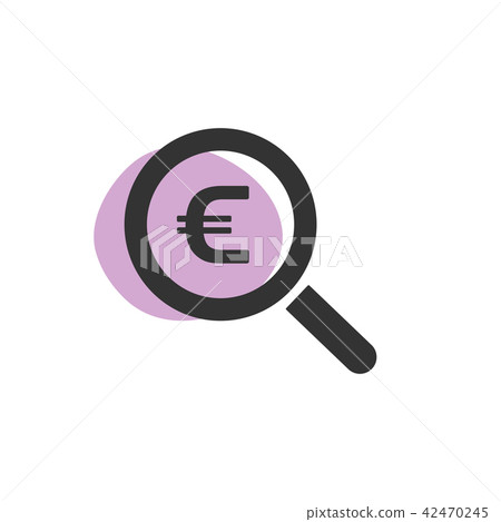 Magnifying glass looking for euro web icon Magnifying glass looking for euro web icon 42470245