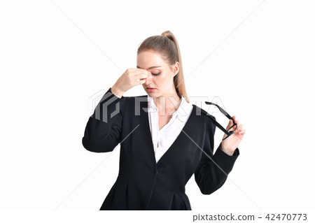 Business concept. Young business people feel tired in their work Business concept. Young business people feel tired in their work 42470773