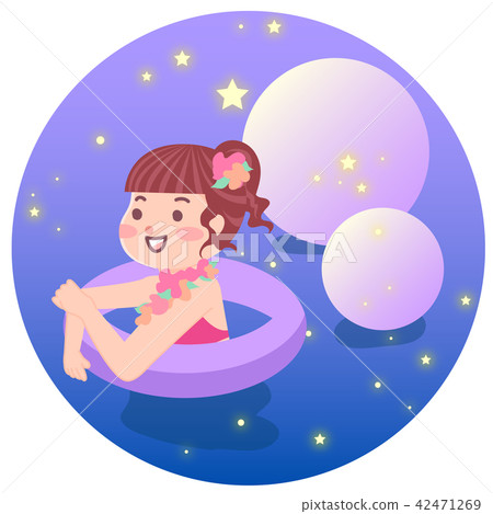 A girl who enjoys a night pool A girl who enjoys a night pool 42471269