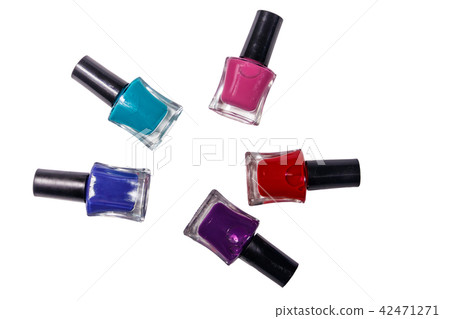 Set of nail polish bottles isolated on white Set of nail polish bottles isolated on white 42471271