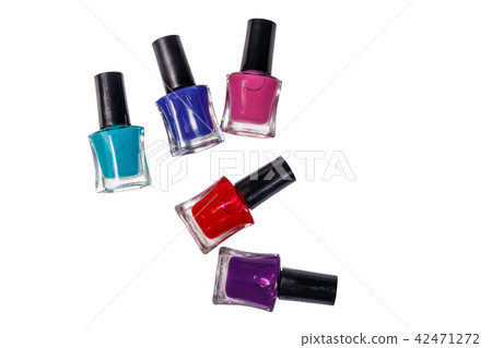 Set of nail polish bottles isolated on white Set of nail polish bottles isolated on white 42471272