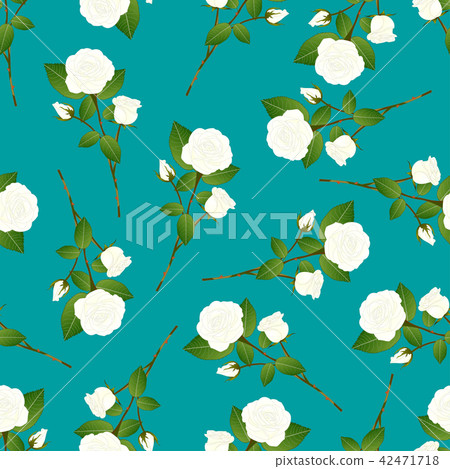 White Rose Bouquet on Green Teal Background 42471718